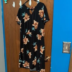 Maurices Black Dress with Orange Floral Pattern